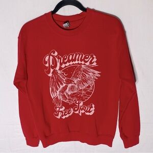 Gildan Dreamer Free Spirit Eagle Retro Red Crew Neck Sweatshirt S